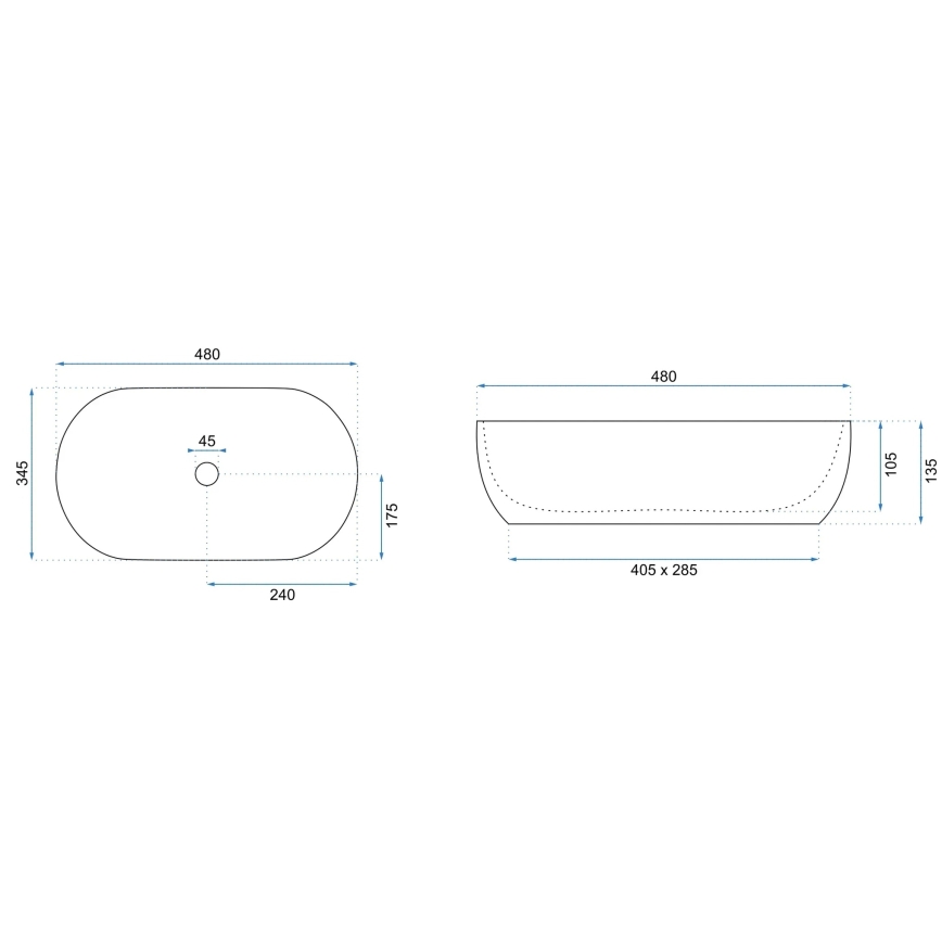 REA-U8480 - Lavabo da appoggio AMELIA 34,5x48 cm ceramica/effetto pietra