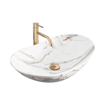 REA-U8548 - Lavabo da appoggio ROYAL 36x60,5 cm in ceramica/decoro effetto marmo