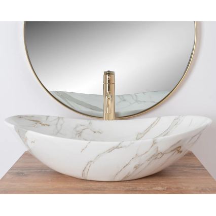 REA-U8548 - Lavabo da appoggio ROYAL 36x60,5 cm in ceramica/decoro effetto marmo