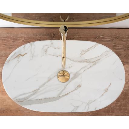 REA-U8548 - Lavabo da appoggio ROYAL 36x60,5 cm in ceramica/decoro effetto marmo