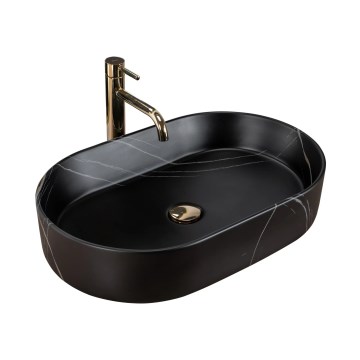 REA-U8565 - Lavabo da appoggio NADIA 38,5x61 cm ceramica/nero opaco