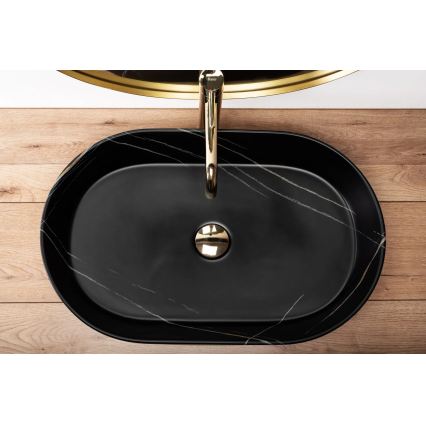 REA-U8565 - Lavabo da appoggio NADIA 38,5x61 cm ceramica/nero opaco