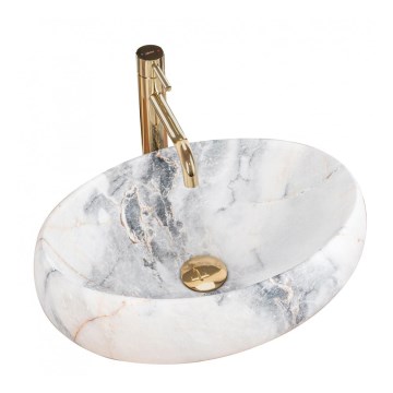 REA-U8567 - Lavabo da appoggio LINDA 34 x 48,5 cm in ceramica con finitura effetto marmo