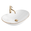 REA-U8570 - Lavabo da appoggio ROYAL 36x62 cm, in ceramica, bianco lucido con finiture oro