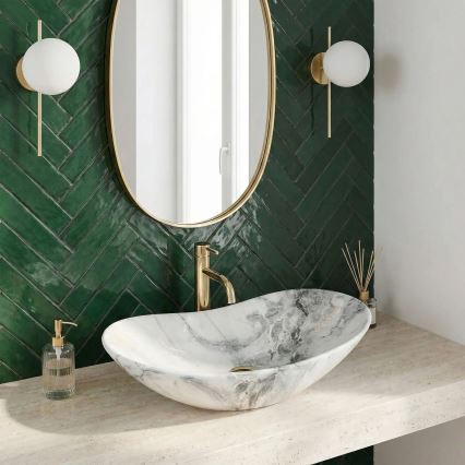 REA-U8596 - Lavabo da appoggio ROYAL 36x62,5 cm ceramica/bianco/grigio/effetto pietra