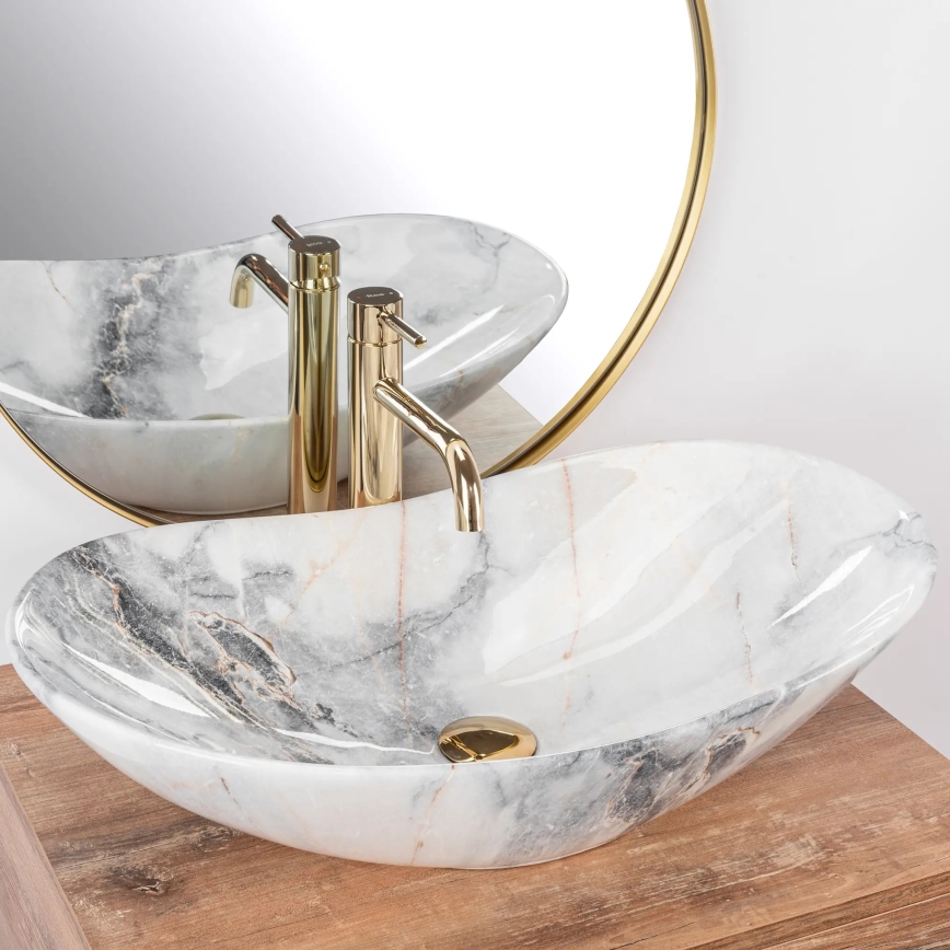 REA-U8596 - Lavabo da appoggio ROYAL 36x62,5 cm ceramica/bianco/grigio/effetto pietra