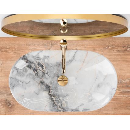 REA-U8596 - Lavabo da appoggio ROYAL 36x62,5 cm ceramica/bianco/grigio/effetto pietra