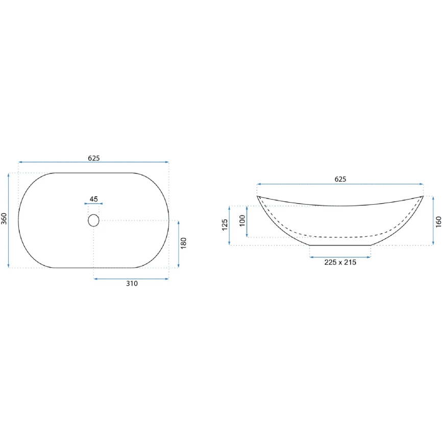 REA-U8596 - Lavabo da appoggio ROYAL 36x62,5 cm ceramica/bianco/grigio/effetto pietra