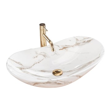 REA-U8597 - Lavabo da appoggio ROYAL 36x62 cm in ceramica, finitura effetto marmo
