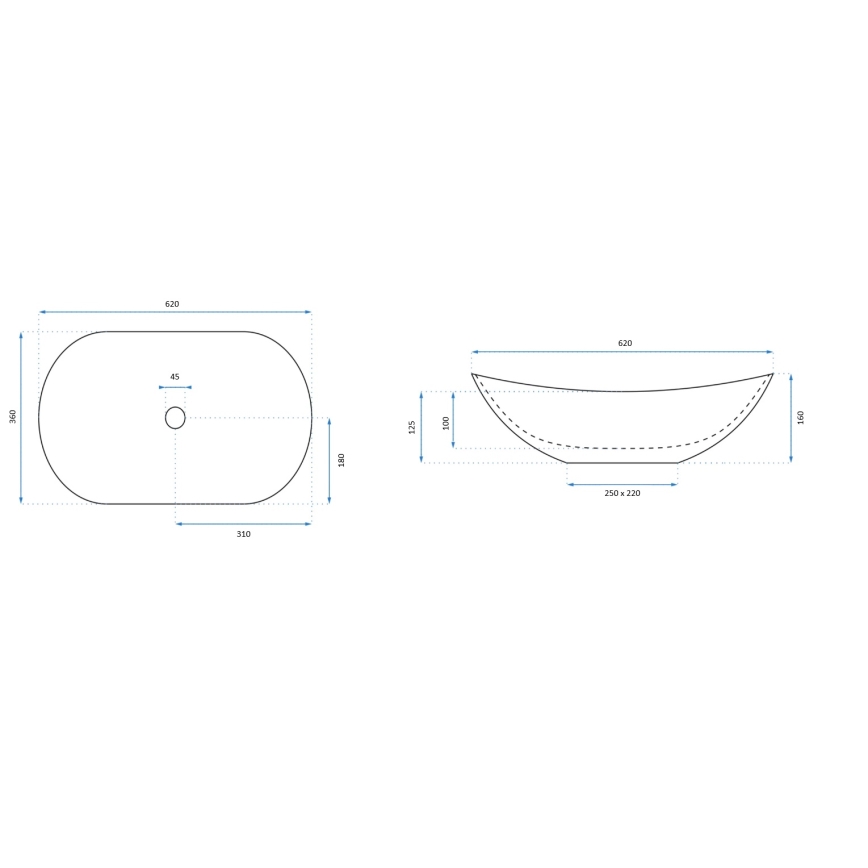 REA-U8597 - Lavabo da appoggio ROYAL 36x62 cm in ceramica, finitura effetto marmo