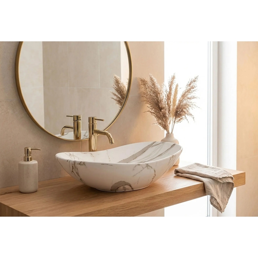 REA-U8598 - Lavabo da appoggio ROYAL 36x60,5 cm ceramica/effetto marmo