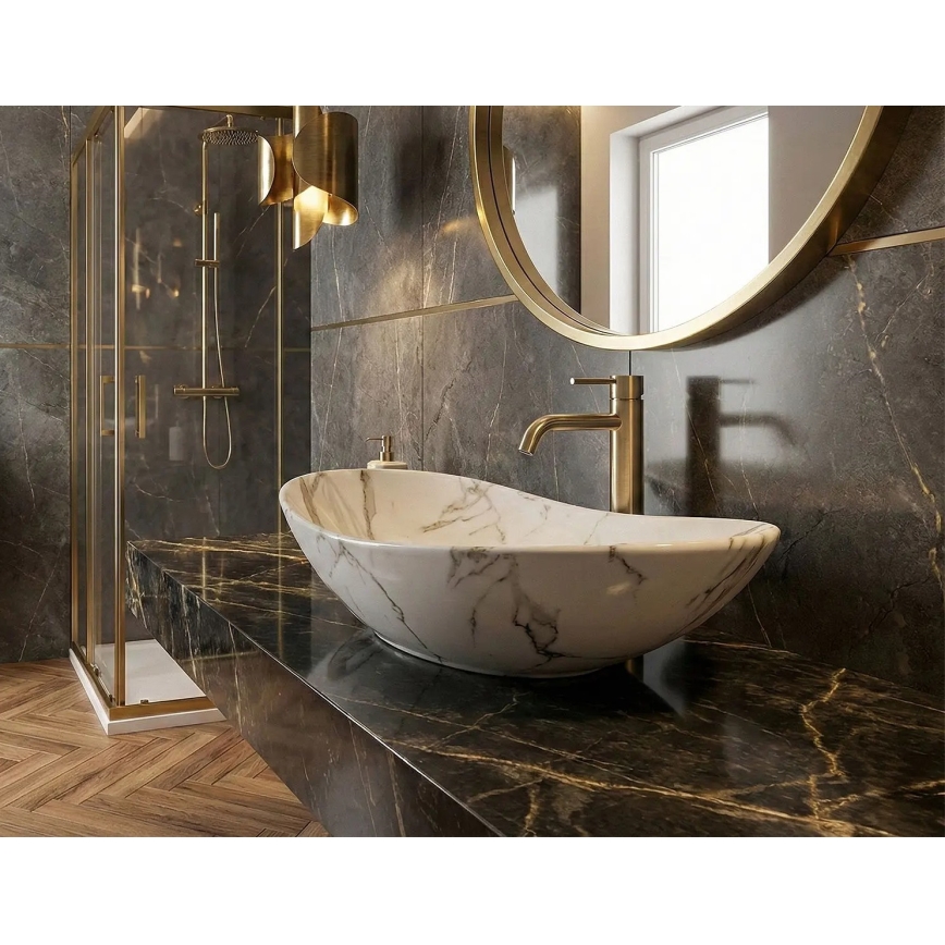 REA-U8598 - Lavabo da appoggio ROYAL 36x60,5 cm ceramica/effetto marmo