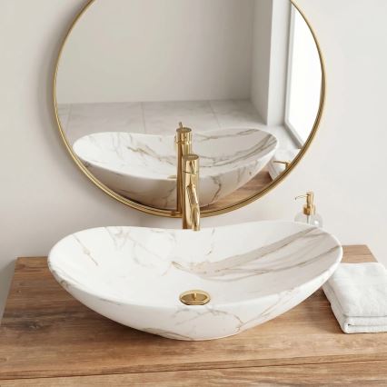 REA-U8598 - Lavabo da appoggio ROYAL 36x60,5 cm ceramica/effetto marmo