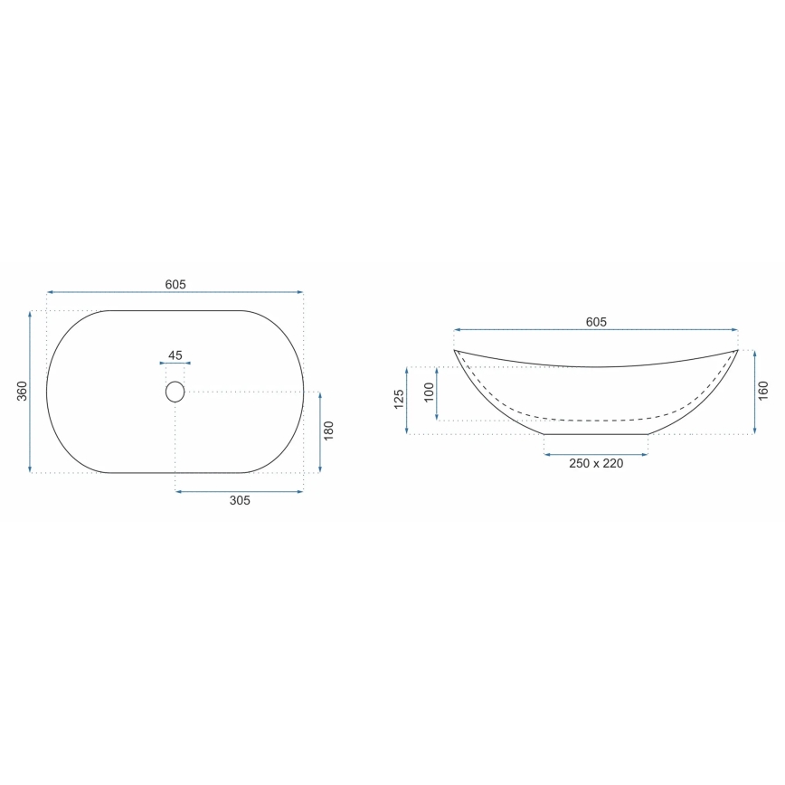 REA-U8598 - Lavabo da appoggio ROYAL 36x60,5 cm ceramica/effetto marmo