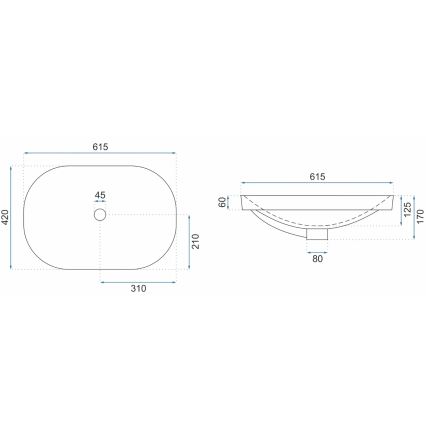 REA-U8700 - Lavabo da appoggio ARLETA 42x61,5 cm ceramica/bianco lucido