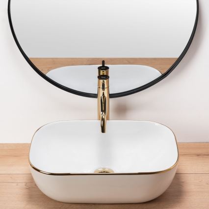 REA-U8736 - Lavabo da appoggio BELINDA 33,5x46,5 cm ceramica/bianco/oro