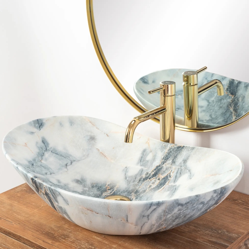 REA-U8742 - Lavabo da appoggio ROYAL 36x60,5 cm ceramica/bianco/effetto pietra