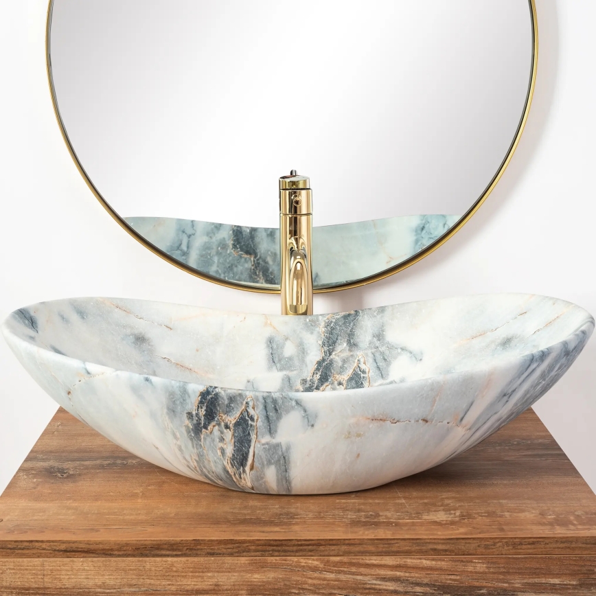 REA-U8742 - Lavabo da appoggio ROYAL 36x60,5 cm ceramica/bianco/effetto pietra