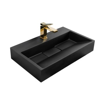 REA-U8779 - Lavabo da appoggio GOYA 37x60 cm conglomerato/nero opaco