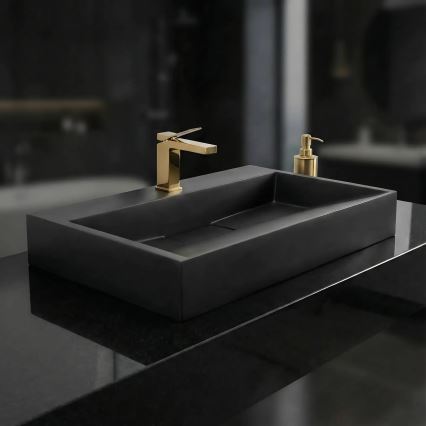 REA-U8779 - Lavabo da appoggio GOYA 37x60 cm conglomerato/nero opaco