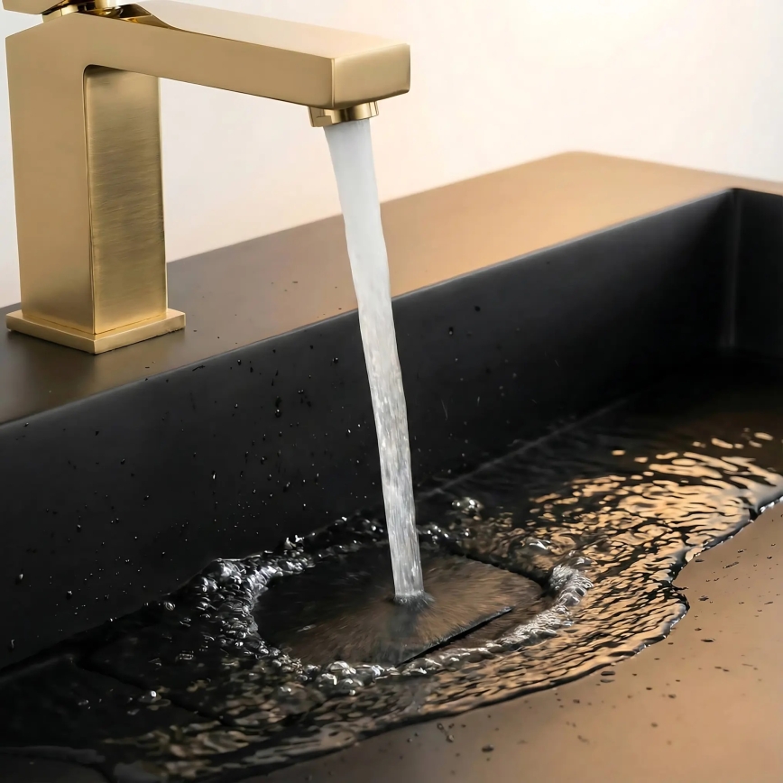REA-U8779 - Lavabo da appoggio GOYA 37x60 cm conglomerato/nero opaco