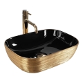 REA-U8780 - Lavabo da appoggio BELINDA 33x46,5 cm ceramica/nero/dorato