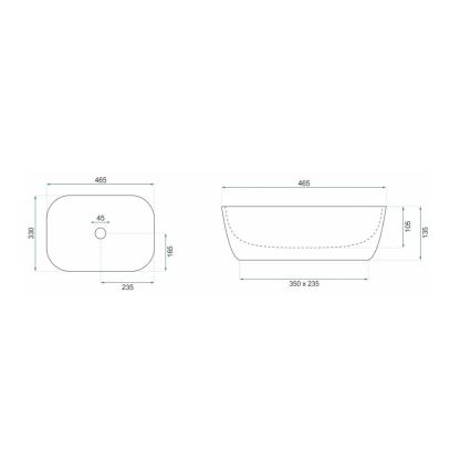 REA-U8780 - Lavabo da appoggio BELINDA 33x46,5 cm ceramica/nero/dorato