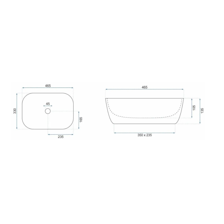 REA-U8780 - Lavabo da appoggio BELINDA 33x46,5 cm ceramica/nero/dorato