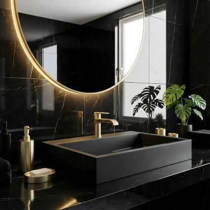 REA-U8802 - Lavabo da appoggio GOYA 46x70 cm conglomerato/nero opaco