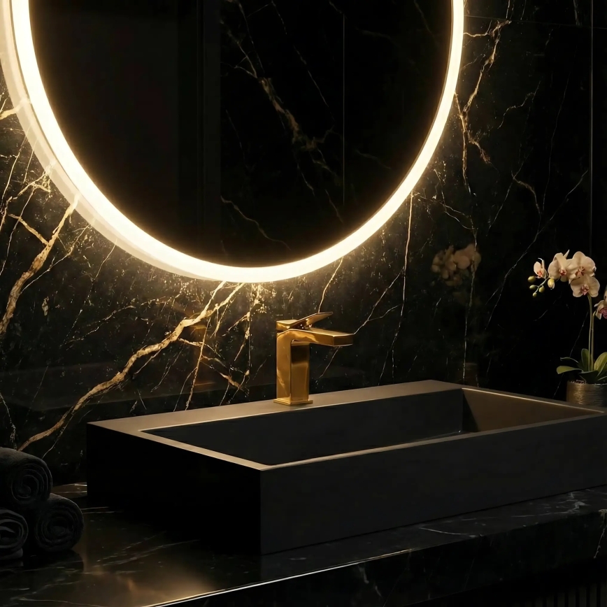 REA-U8802 - Lavabo da appoggio GOYA 46x70 cm conglomerato/nero opaco