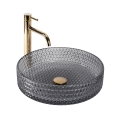 REA-U8880 - Lavabo da appoggio CRISTAL Ø 39 cm vetro/grigio fumé