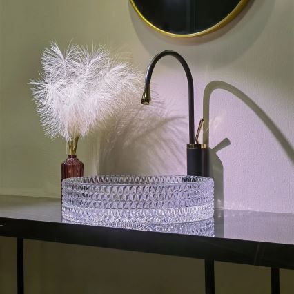 REA-U8881 - Lavabo da appoggio CRISTAL Ø 39 cm vetro trasparente