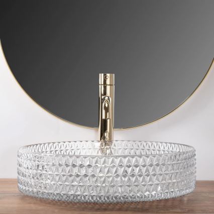 REA-U8881 - Lavabo da appoggio CRISTAL Ø 39 cm vetro trasparente