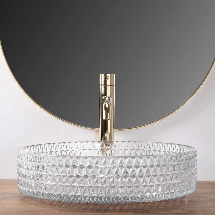 REA-U8881 - Lavabo da appoggio CRISTAL Ø 39 cm vetro trasparente
