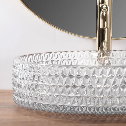 REA-U8881 - Lavabo da appoggio CRISTAL Ø 39 cm vetro trasparente