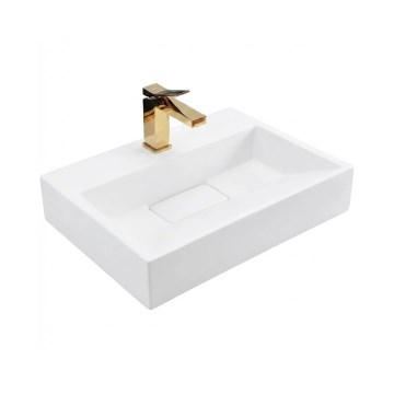 REA-U8900 - Lavabo da appoggio GOYA 37x50 cm in conglomerato/bianco opaco