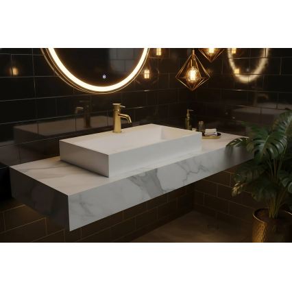 REA-U8900 - Lavabo da appoggio GOYA 37x50 cm in conglomerato/bianco opaco