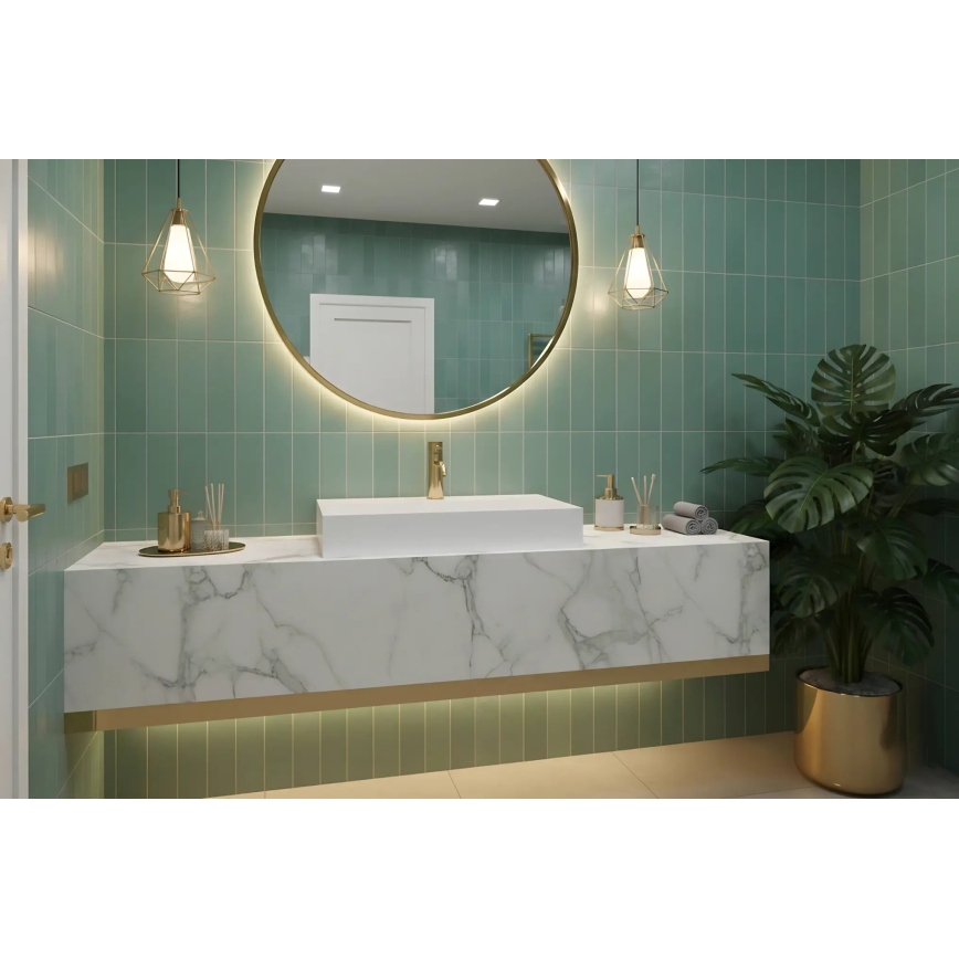 REA-U8900 - Lavabo da appoggio GOYA 37x50 cm in conglomerato/bianco opaco