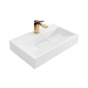 REA-U8901 - Lavabo da appoggio GOYA 37x60 cm in agglomerato/bianco opaco