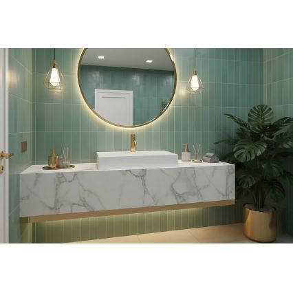 REA-U8901 - Lavabo da appoggio GOYA 37x60 cm in agglomerato/bianco opaco