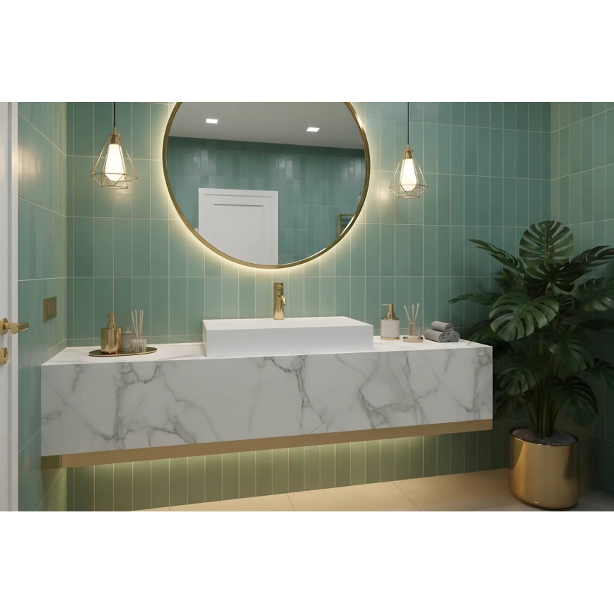 REA-U8901 - Lavabo da appoggio GOYA 37x60 cm in agglomerato/bianco opaco
