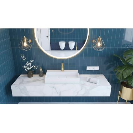 REA-U8901 - Lavabo da appoggio GOYA 37x60 cm in agglomerato/bianco opaco