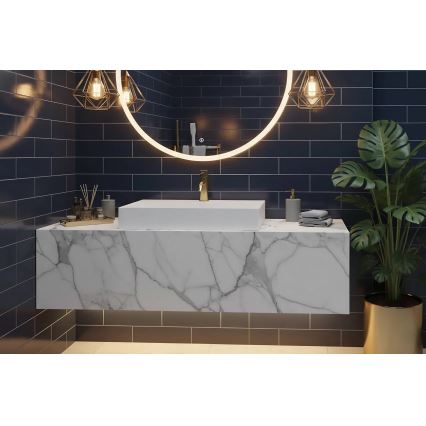REA-U8901 - Lavabo da appoggio GOYA 37x60 cm in agglomerato/bianco opaco