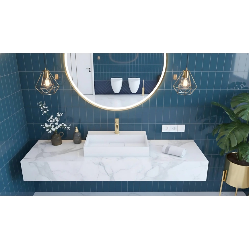 REA-U8902 - Lavabo da appoggio GOYA 46x70 cm in conglomerato/bianco opaco
