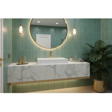 REA-U8902 - Lavabo da appoggio GOYA 46x70 cm in conglomerato/bianco opaco