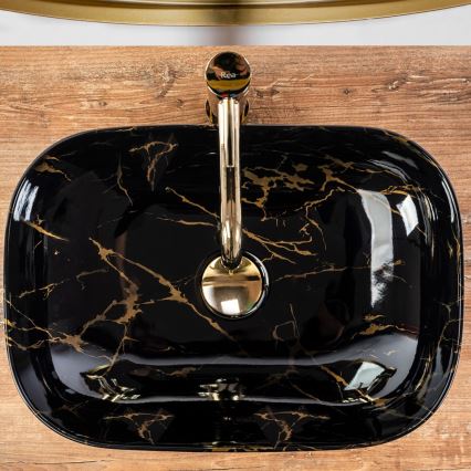 REA-U8907 - Lavabo da appoggio BELINDA 33,5x46,5 cm ceramica/nero/effetto marmo