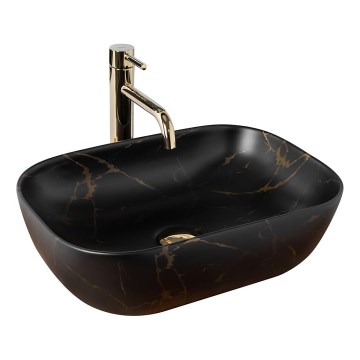 REA-U8908 - Lavabo da appoggio BELINDA 33,5x46,5 cm ceramica/nero/effetto marmo