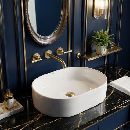 REA-U9249 - Lavabo da appoggio NADIA 32x46 cm ceramica/bianco lucido