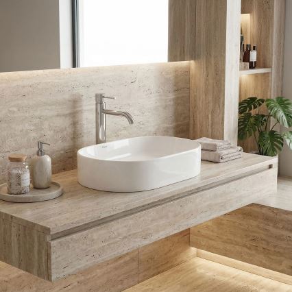 REA-U9249 - Lavabo da appoggio NADIA 32x46 cm ceramica/bianco lucido