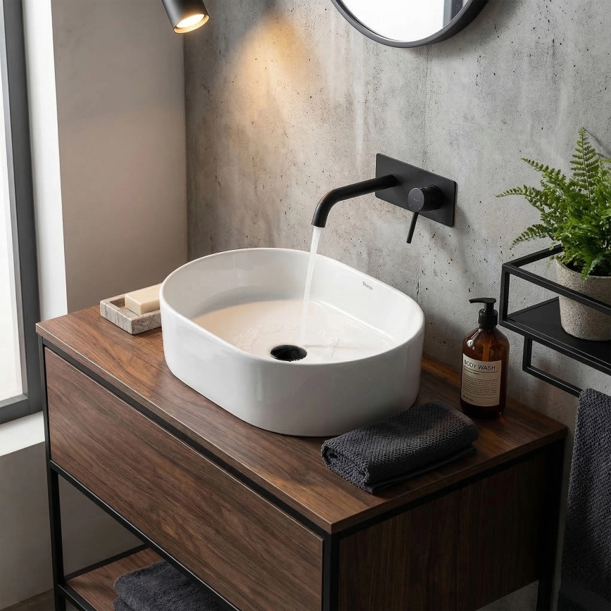 REA-U9249 - Lavabo da appoggio NADIA 32x46 cm ceramica/bianco lucido